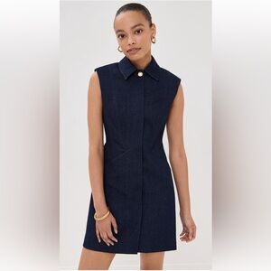 Veronica Beard Serina - Dress Blue Sleeveless Sheath Dress with Collar